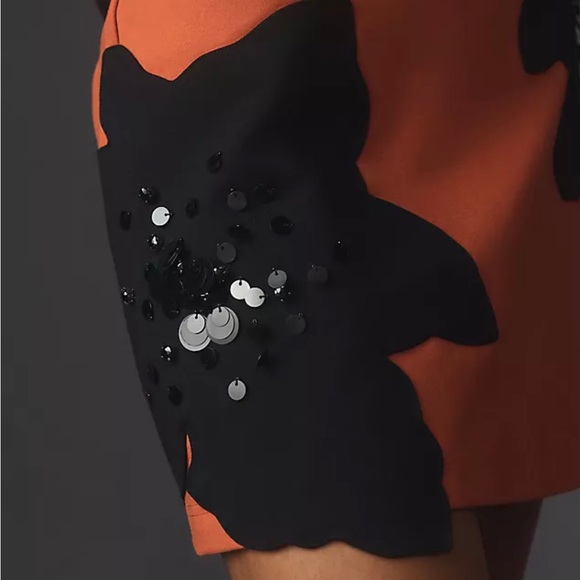 Maeve Orange Bold Appliqué Mini Skirt size Small - Picture 3 of 9